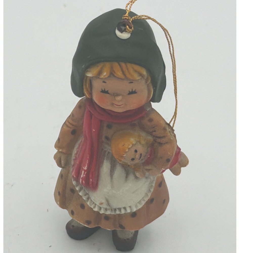 Vintage 1983 Bradford Novelty Girl Holding Doll Christmas Ornament Just For You